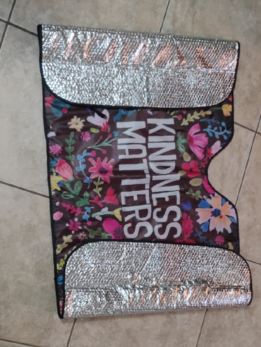 NATURAL LIFE Floral "Kindess Matters" Car Sunshade - Multicolor